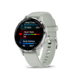 Garmin Venu 3S Silver Stainless Steel Bezel with Sage Gray Case GM-010-02785-51