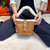 AG Collective Faux Suede Top Handle Bucket Women Hand Bag