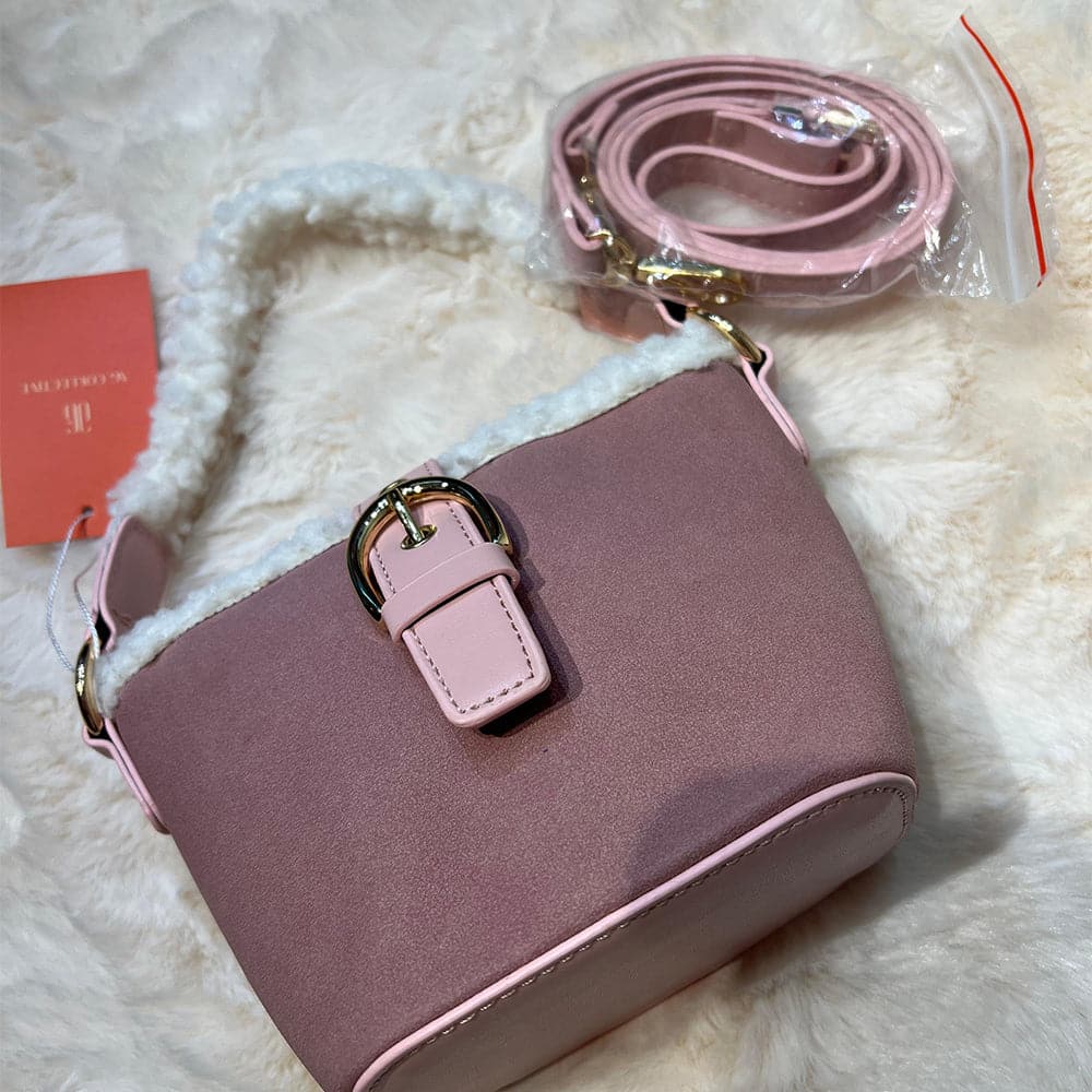 AG Collective Faux Suede Top Handle Bucket Women Hand Bag