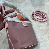 AG Collective Faux Suede Top Handle Bucket Women Hand Bag