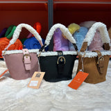 AG Collective Faux Suede Top Handle Bucket Women Hand Bag