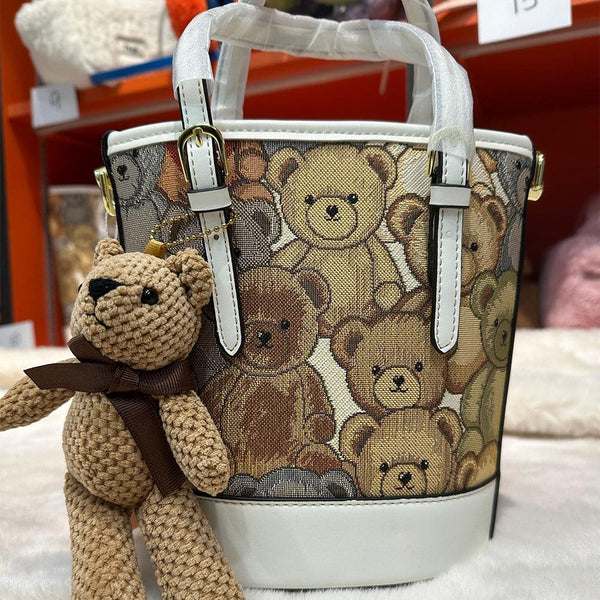 FREE GIFT ONLY AG Collective Bear Casual Bucket Bag Crossbody Women's Bag with Bear Doll