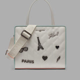 Karl Lagerfeld Paris MAYBELLE SATCHEL WITH PINS AND CONTRAST TRIM - Winter White | Until June 19 Only