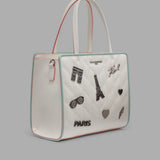 Karl Lagerfeld Paris MAYBELLE SATCHEL WITH PINS AND CONTRAST TRIM - Winter White | Until June 19 Only