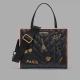 Karl Lagerfeld Paris MAYBELLE SATCHEL WITH PINS AND CONTRAST TRIM - Black | Until June 19