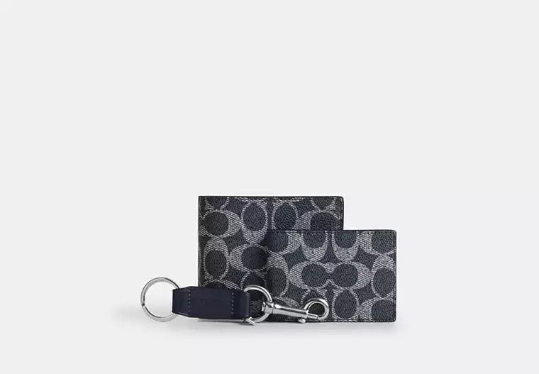 COACH Boxed 3-In-1 Wallet Gift Set In Signature Canvas - Charcoal/Black | Until June 22 Only