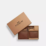 COACH Boxed 3-In-1 Wallet Gift Set In Signature Canvas - Pebbled Leather/Dark Saddle | Until June 22 Only