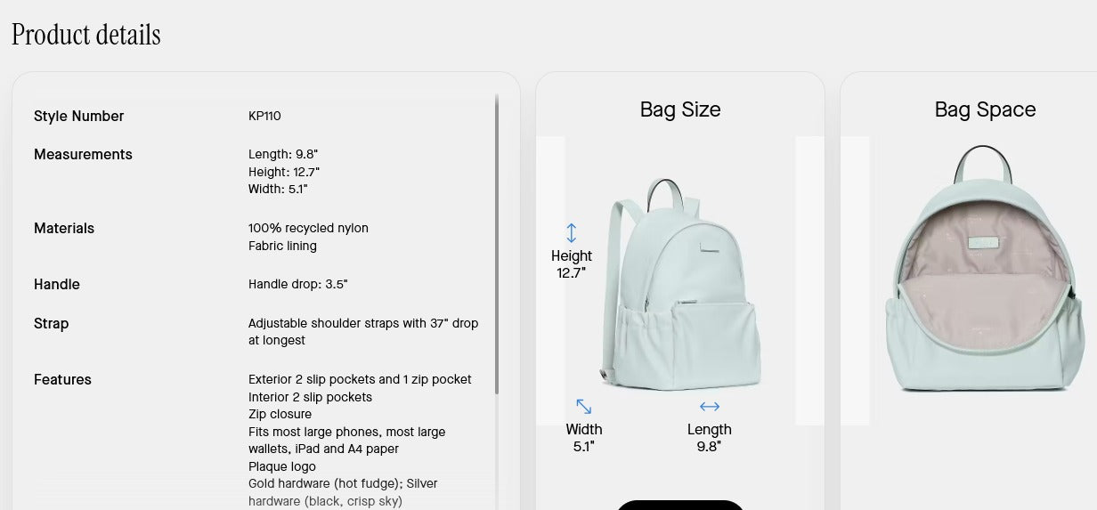 KATE SPADE Carter Nylon Dome Backpack Black | Until June 29 Only
