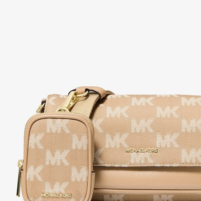 Michael Kors Jet Set Travel Small Logo Jacquard Camel Crossbody Bag With Pouch | Until June 29 Only