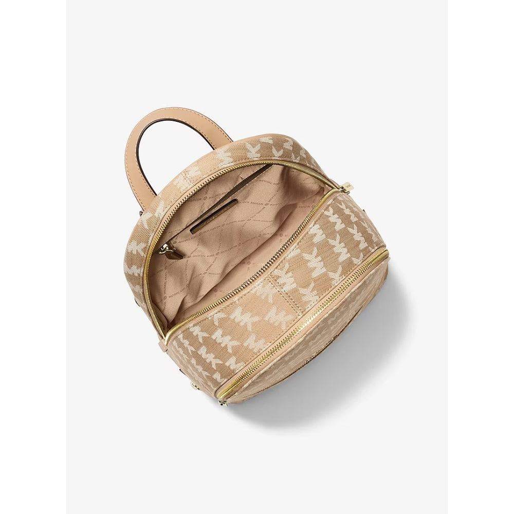 Michael Kors Rhea Medium Logo Jacquard Camel Backpack | Until June 29 Only