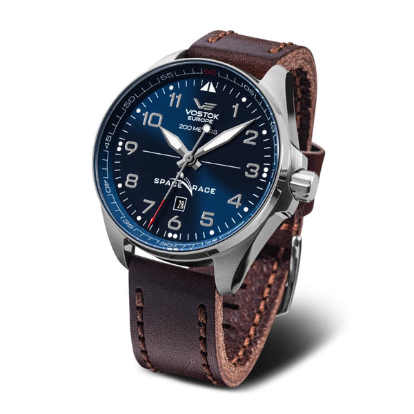Vostok Europe Space Race Brown Leather Strap Men Watch YN55-325A661-L