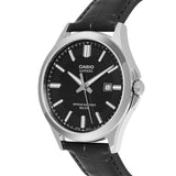 CASIO GENERAL MTS-100L-1AVDF-P BLACK LEATHER MEN WATCH