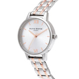 OLIVIA BURTON OB16EN01 THE ENGLAND 30mm SILVER & CARNATION GOLD BRACELET WATCH