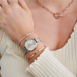 OLIVIA BURTON OB16EN01 THE ENGLAND 30mm SILVER & CARNATION GOLD BRACELET WATCH