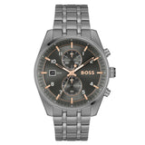 HUGO BOSS SKYTRAVELLER BLACK DIAL GRAY STEEL WATCH 1514153