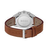 HUGO BOSS SKYTRAVELLER BLACK DIAL BROWN LEATHER WATCH 1514161