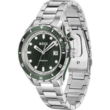 HUGO BOSS BOSSMATIC GREEN DIAL SILVER STEEL WATCH 1514178