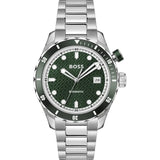 HUGO BOSS BOSSMATIC GREEN DIAL SILVER STEEL WATCH 1514178