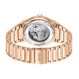 HUGO BOSS CANDOR AUTOMATIC GRAY DIAL ROSE GOLD STEEL WATCH 1514185