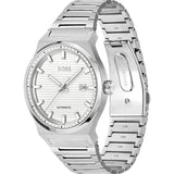 HUGO BOSS CANDOR AUTOMATIC WHITE DIAL SILVER STEEL WATCH 1514186