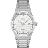 HUGO BOSS CANDOR AUTOMATIC WHITE DIAL SILVER STEEL WATCH 1514186