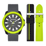 SKECHERS RAILS GRAY & GREEN INTERCHANGEABLE STRAP WATCH SET SR9106