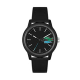 LACOSTE 12.12 2011134 3 HANDS BLACK SILICONE STRAP WATCH