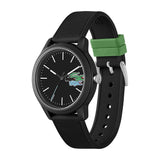 LACOSTE 12.12 2011134 3 HANDS BLACK SILICONE STRAP WATCH
