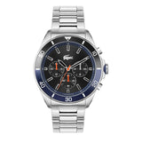 LACOSTE 2011155 TIEBREAKER BLACK DIAL STEEL CHRONOGRAPH WATCH