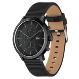 LACOSTE REPLAY 2011177 MULTI-FUNCTION BLACK LEATHER WATCH
