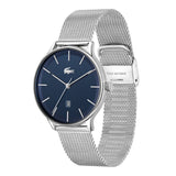 LACOSTE CLUB WATCH 2011200 BLUE DIAL SILVER STEEL MESH STRAP