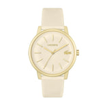 LACOSTE 12.12 2011239 SOFT GOLD TONED RUBBER ANALOG WATCH