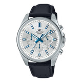 CASIO EDIFICE EFV-650L-7AVUDF-P STANDARD CHRONOGRAPH WHITE DIAL BLACK LEATHER STRAP WATCH