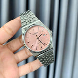Casio General Pink Dial Silver Stainless Steel Strap Women Watch MTP-B145D-4AVDF
