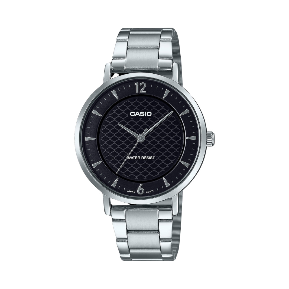 CASIO STANDARD LTP-VT04D-P SERIES PATTERNED DIAL STEEL WATCH