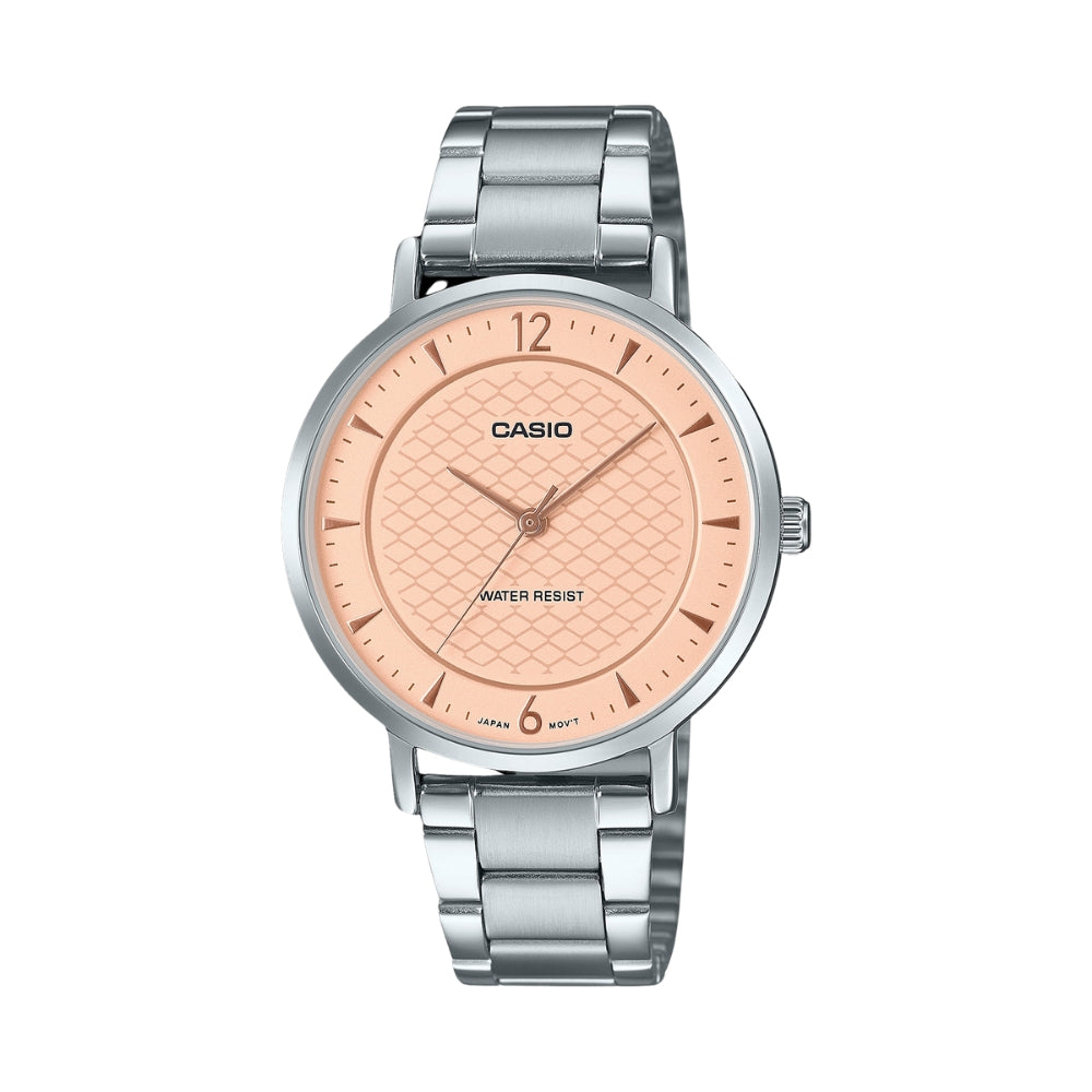 CASIO STANDARD LTP-VT04D-P SERIES PATTERNED DIAL STEEL WATCH