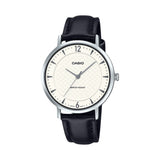 CASIO STANDARD LTP-VT04L-P SERIES BEIGE & BLACK LEATHER WATCH