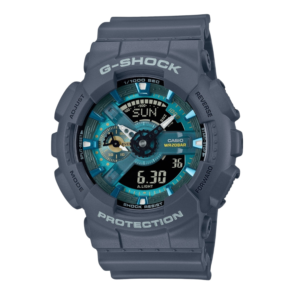 CASIO G-SHOCK GA-110AS SERIES BLUE GREEN DIAL RESIN STRAP WATCH