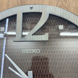 SEIKO QXA841B BROWN RATTAN PATTERNED DIAL WALL CLOCK