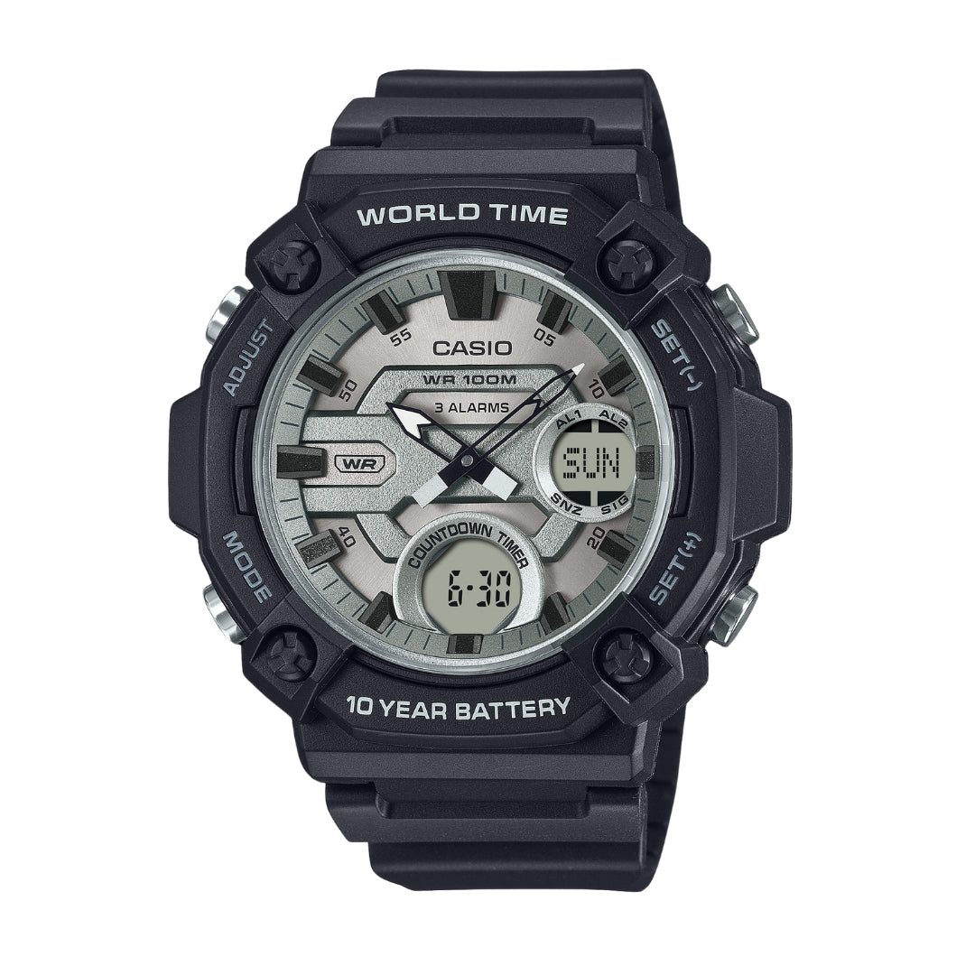 CASIO STANDARD AEQ-120W SERIES BLACK RESIN BAND WATCH