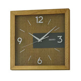 SEIKO QXA845B BROWN CASE WOODEN SQUARE WALL CLOCK