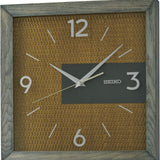 SEIKO QXA845N GRAY CASE WOODEN SQUARE WALL CLOCK