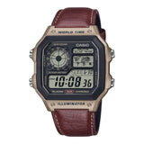 CASIO STANDARD DIGITAL BROWN LEATHER WATCH AE-1200WHL-5AVDF
