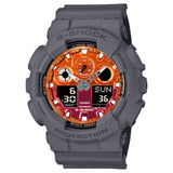 CASIO G-SHOCK  GA-100FL-8ADR FIERY ORANGE DIAL GRAY-ON-BLACK STRAP WATCH