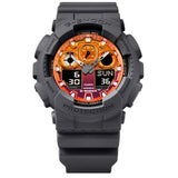 CASIO G-SHOCK  GA-100FL-8ADR FIERY ORANGE DIAL GRAY-ON-BLACK STRAP WATCH