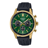 Casio Edifice Green Dial Black Leather Strap Men Watch EFR-575CL-3ADF-P