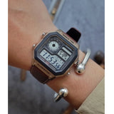 CASIO STANDARD DIGITAL BROWN LEATHER WATCH AE-1200WHL-5AVDF