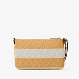 Michael Kors Jet Set Travel Striped Signature Logo Convertible Wristlet Honeywheat | Until July 28 Only