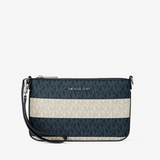 Michael Kors Jet Set Travel Striped Signature Logo Convertible Wristlet Navy | Until July 28 Only
