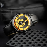 Mandetbrote Mechanical Exception Leather Strap Men's Watch - Orbital | Orange Crush